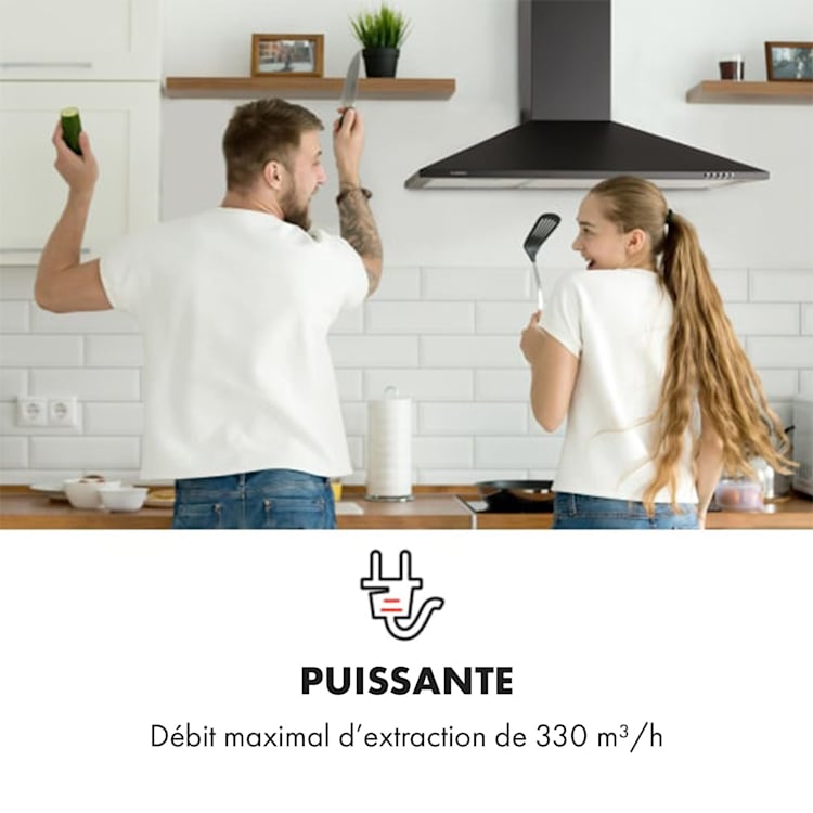 Zugspitze 90 afzuigkap muurmontage 65W 330m³/h LED 90 cm | Zwart