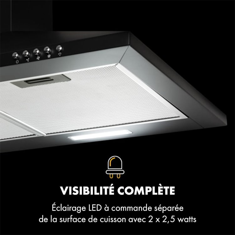 Zugspitze 90 afzuigkap muurmontage 65W 330m³/h LED 90 cm | Zwart