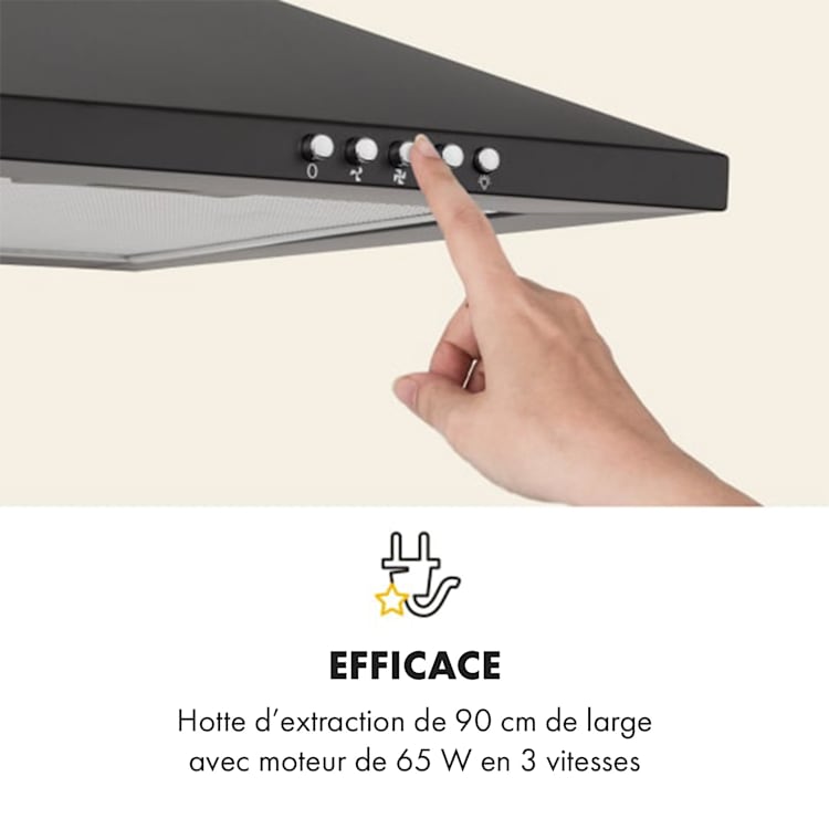Zugspitze 90 afzuigkap muurmontage 65W 330m³/h LED 90 cm | Zwart