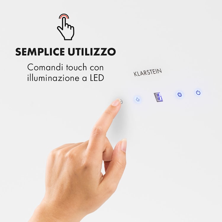 Annabelle 90 - Cappa aspirante, vetro, 595 m³/h, pannello touch, bianco