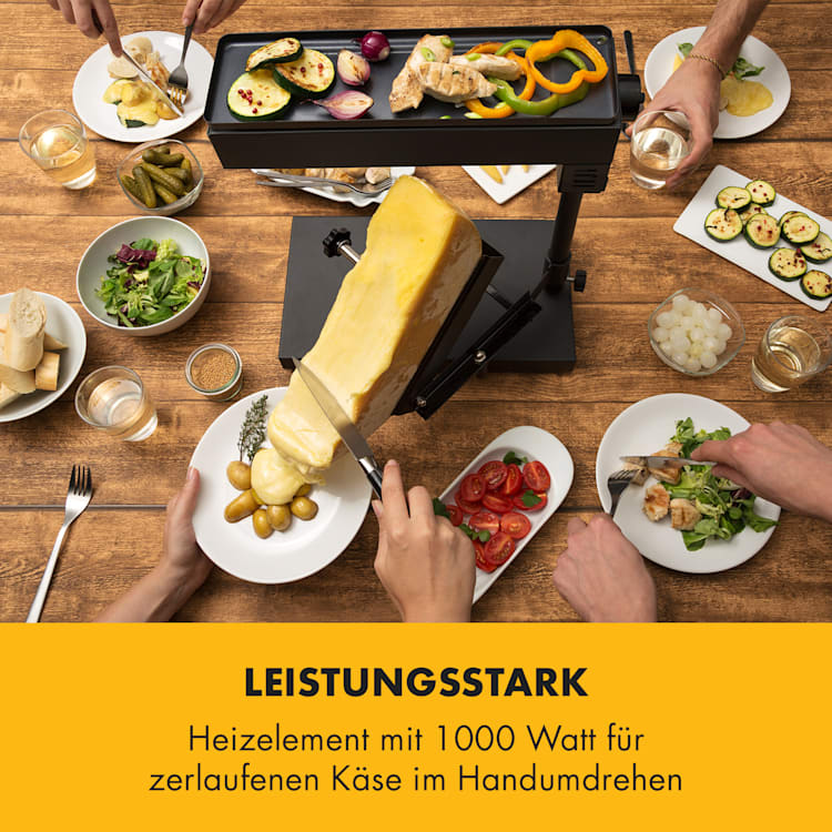 Appenzell Peak Raclette mit Grill 1000W Thermostatschalter schwarz