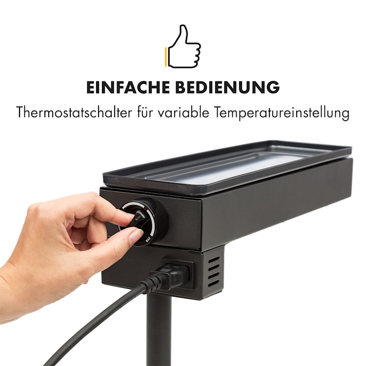 Appenzell Peak Raclette mit Grill 1000W Thermostatschalter schwarz