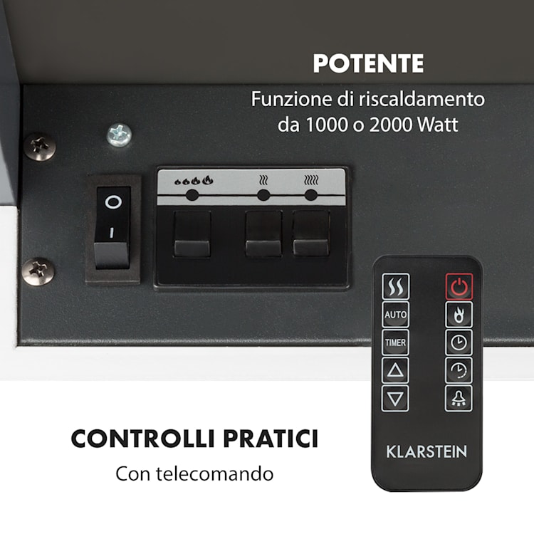 Studio Light & Fire 1 - Camino, 1000/2000 W, MDF, telecomando Fire 1