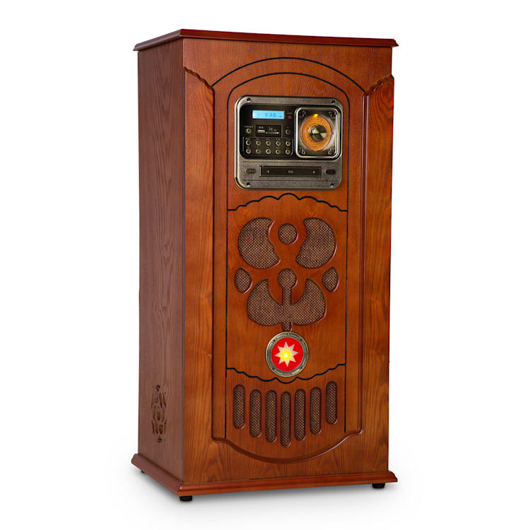 Musicbox Jukebox, Giradischi, Lettore CD, BT, USB, SD, Ricevitore FM, Legno