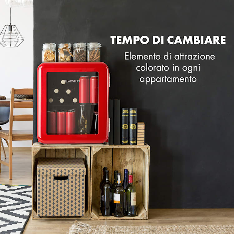 PopLife Frigorifero per bevande 0-10°C design rétro 48 Ltr | Rosso