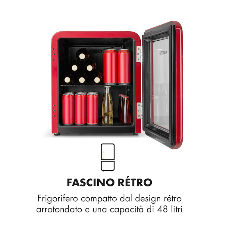 PopLife Frigorifero per bevande 0-10°C design rétro 48 Ltr | Rosso