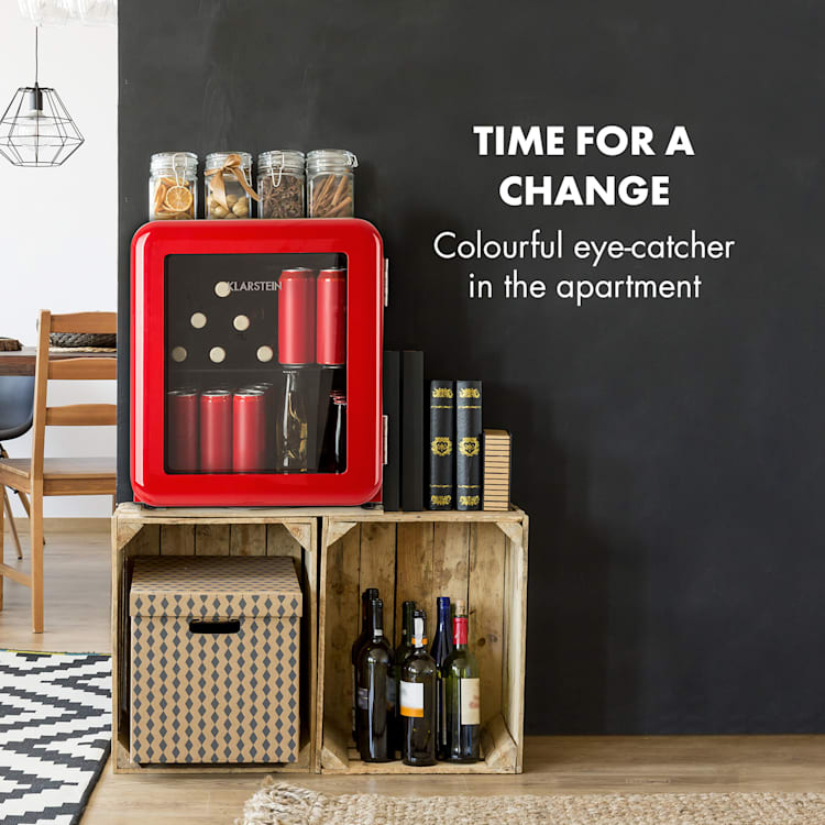 PopLife, frigider pentru băuturi, frigider, 48 litri, 0 - 10 °C, design retro, roșu