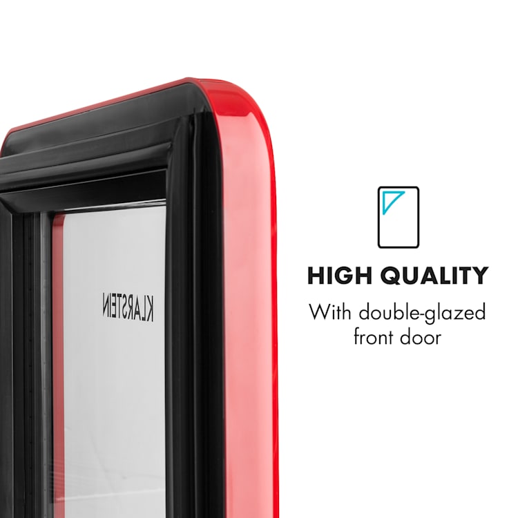 PopLife, frigider pentru băuturi, frigider, 48 litri, 0 - 10 °C, design retro, roșu