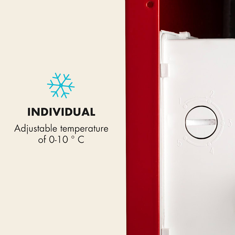 PopLife, frigider pentru băuturi, frigider, 48 litri, 0 - 10 °C, design retro, roșu