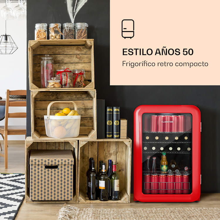 PopLife Nevera para bebidas de 0 a 10 °C diseño retro 115 L | Rojo
