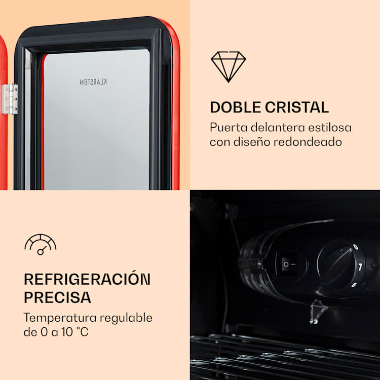 PopLife Nevera para bebidas de 0 a 10 °C diseño retro 115 L | Rojo