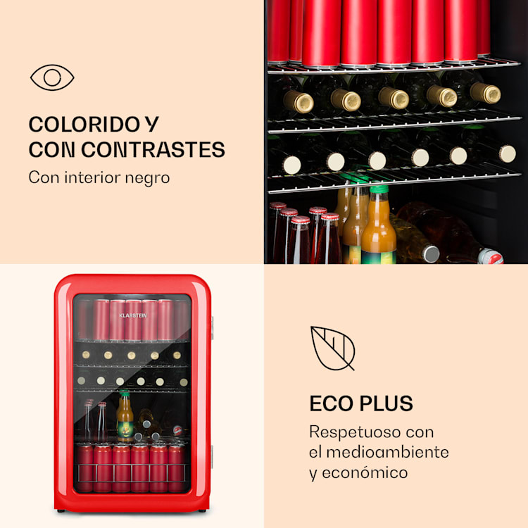 PopLife Nevera para bebidas de 0 a 10 °C diseño retro 115 L | Rojo