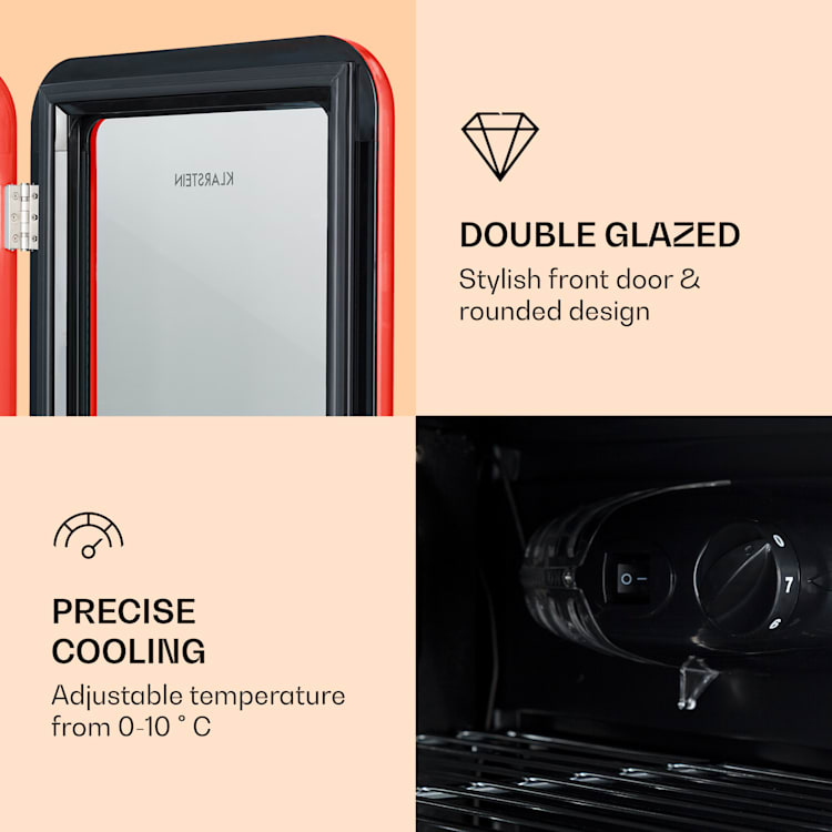 PopLife, lodówka na napoje, chłodziarka, 115 l, 0-10°C, styl retro 115 Ltr | Czerwony