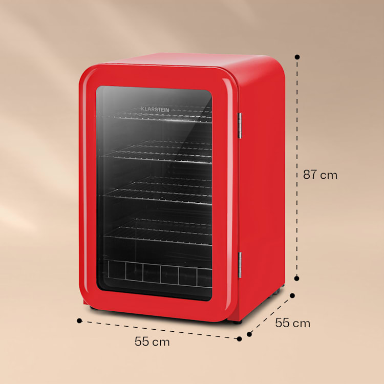 PopLife Getränkekühler Kühlschrank 0-10°C Retro-Design 115 Ltr | Rot