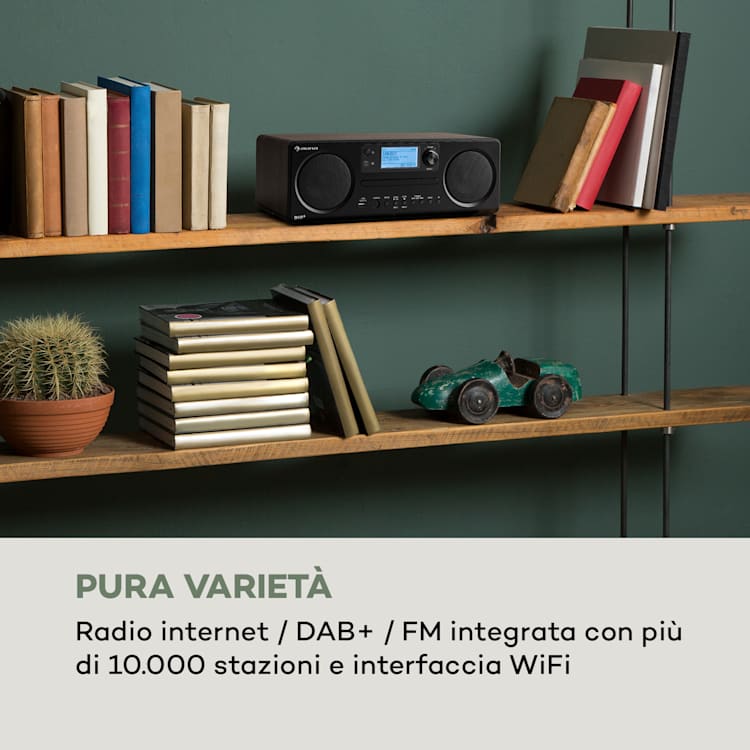 Worldwide CD Radio Internet Spotify Connect App Control Bluetooth Noce Legno scuro