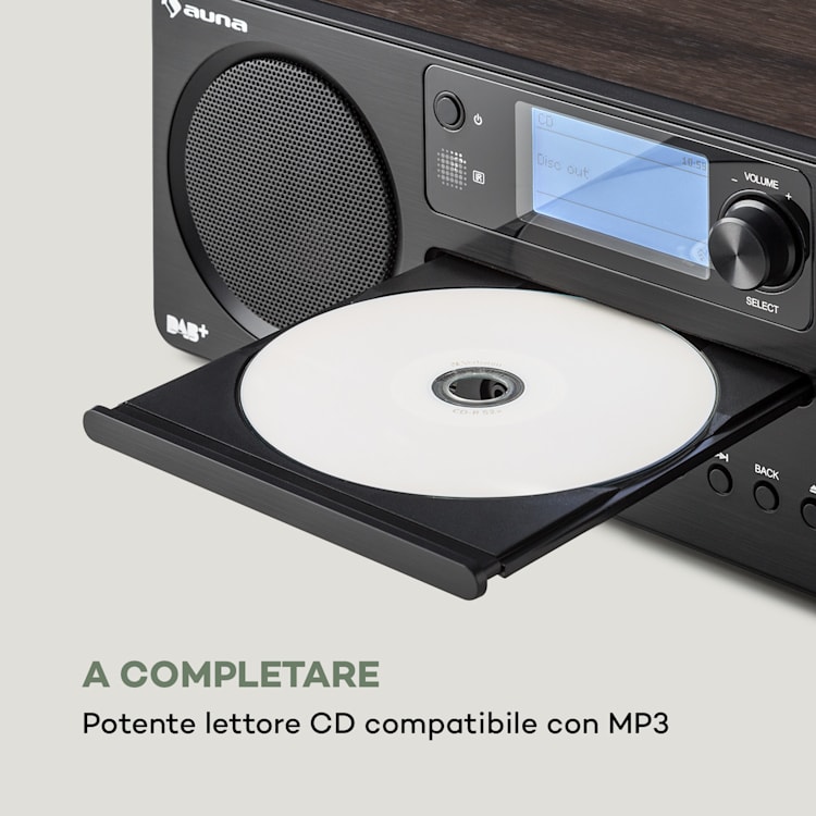 Worldwide CD Radio Internet Spotify Connect App Control Bluetooth Noce Legno scuro