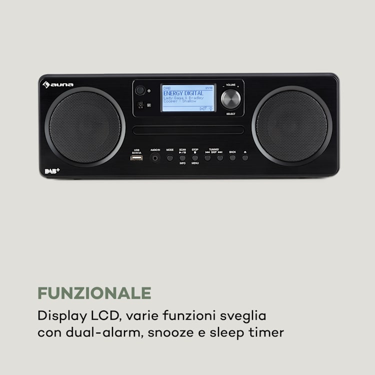Worldwide CD Radio Internet Spotify Connect App Control Bluetooth Noce Legno scuro