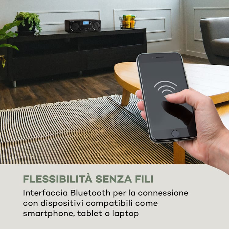 Worldwide CD Radio Internet Spotify Connect App Control Bluetooth Noce Legno scuro
