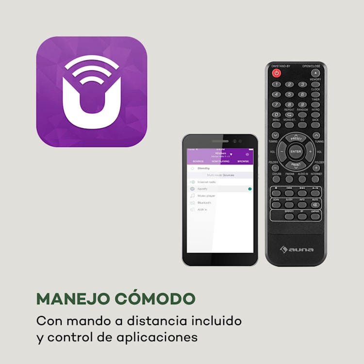Worldwide CD Radio de Internet Spotify Connect App Control Bluetooth Negro Negro