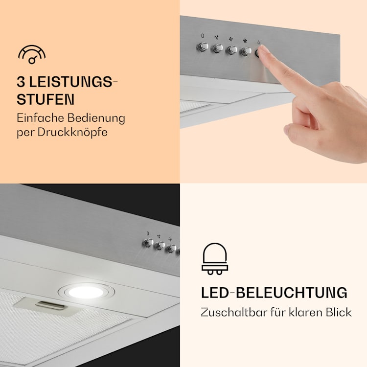 Zarah 90 Dunstabzugshaube 90cm Abluft: 600 m³/h LED Edelstahl