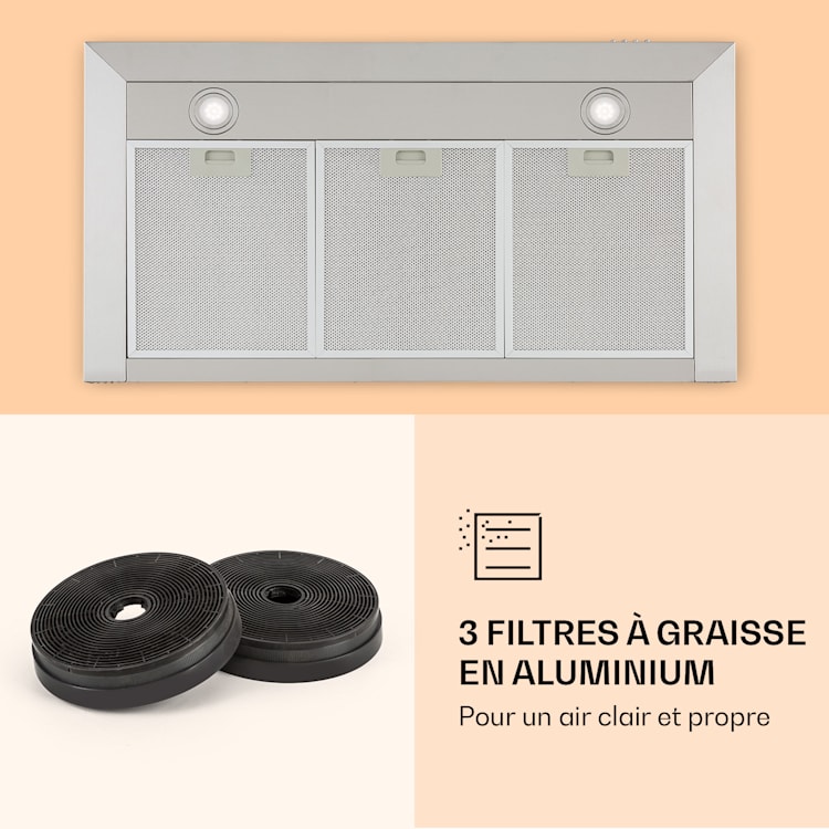 Zarah 90 hotte aspirante 90 cm air extrait : 600 m³/h LED inox