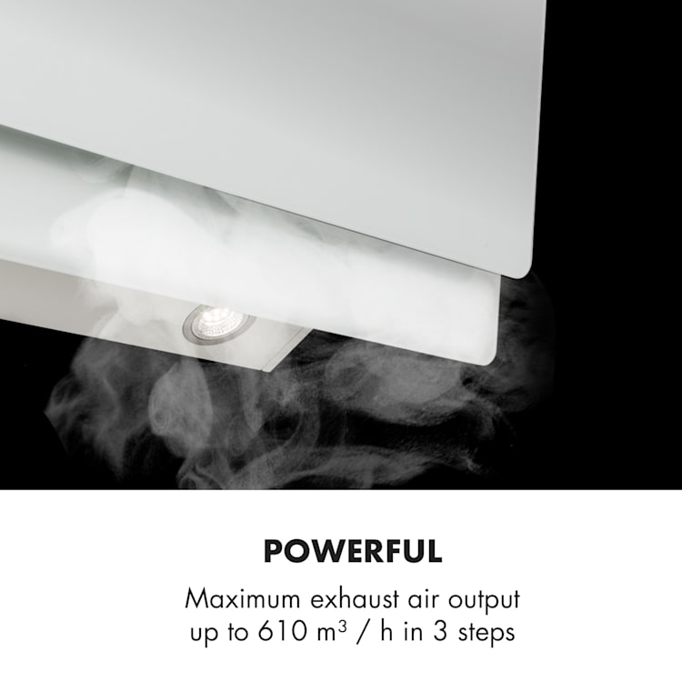 Aurica 90 Afzuigkap 90 cm 600 m³/h led touch glas wit 90 cm | Zonder reservefilter | Wit