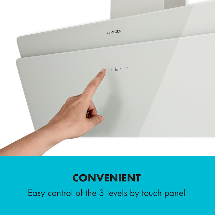 Aurica 90 Afzuigkap 90 cm 600 m³/h led touch glas wit 90 cm | Zonder reservefilter | Wit