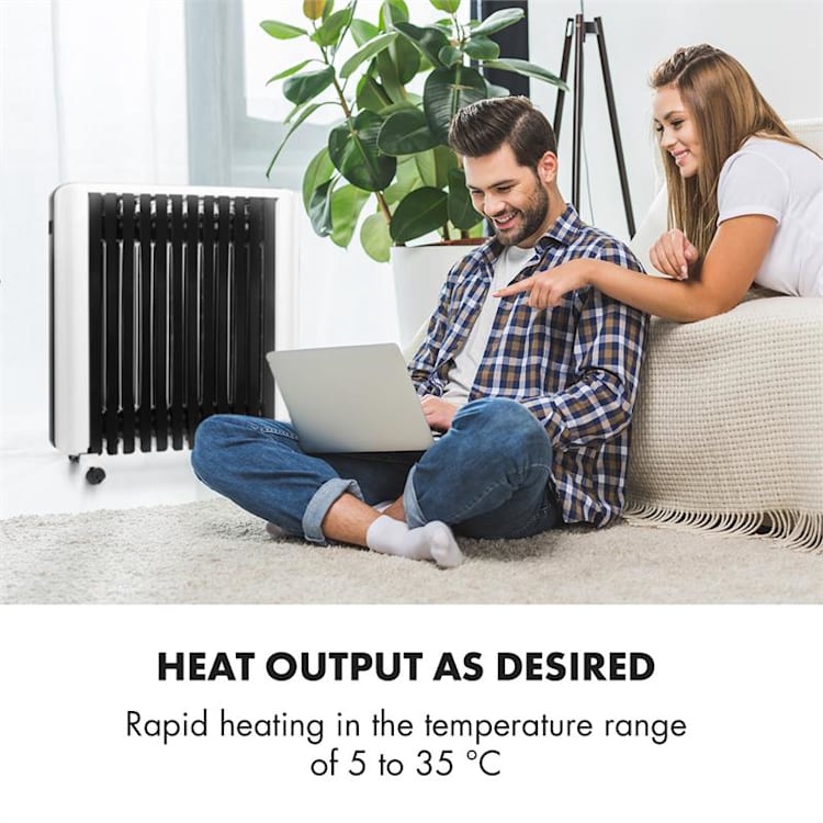 Thermaxx 2500 Radiateur à bain d'huile 2500W 5-35°C - noir & blanc
