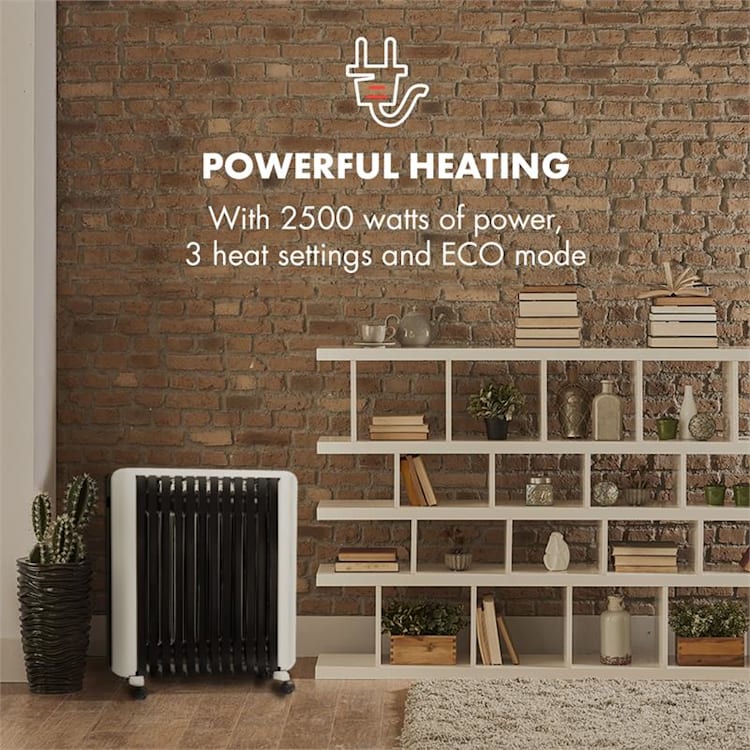 Thermaxx 2500 Radiateur à bain d'huile 2500W 5-35°C - noir & blanc