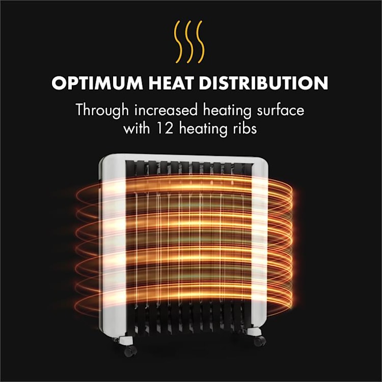 Thermaxx 2500 Radiateur à bain d'huile 2500W 5-35°C - noir & blanc
