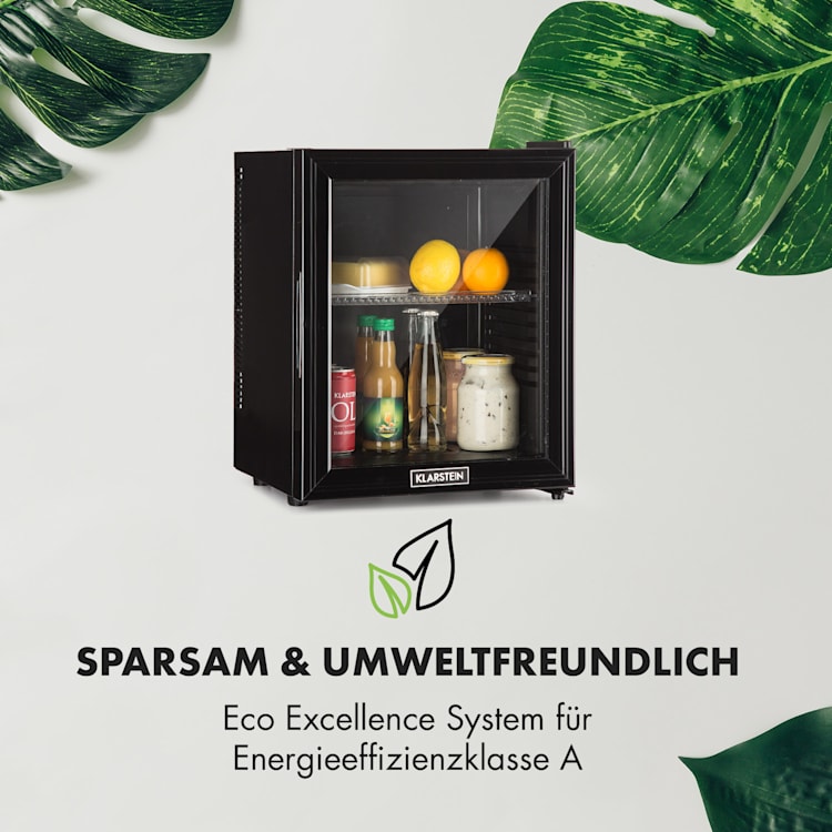 Brooklyn 24 Mini-Kühlschrank Glastür LED Ablage 24_Ltr | Schwarz