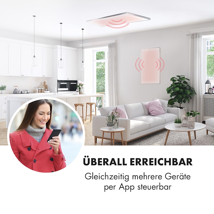 Wonderwall Smart Infrarotheizung 60x100cm App 600W Wochentimer IP24 600 W | Weiß