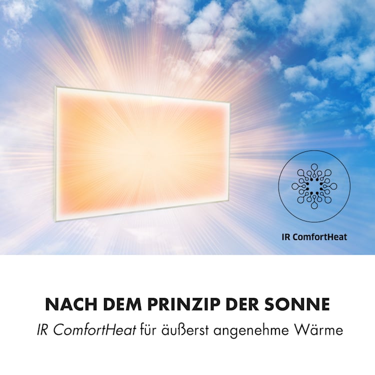 Wonderwall Smart Infrarotheizung 60x100cm App 600W Wochentimer IP24 600 W | Weiß