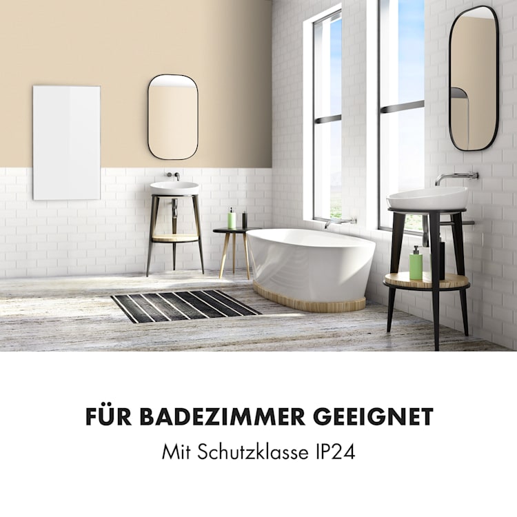 Wonderwall Smart Infrarotheizung 60x100cm App 600W Wochentimer IP24 600 W | Weiß