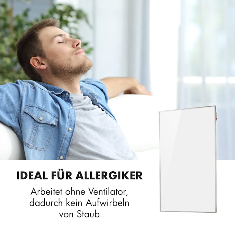 Wonderwall Smart Infrarotheizung 60x100cm App 600W Wochentimer IP24 600 W | Weiß