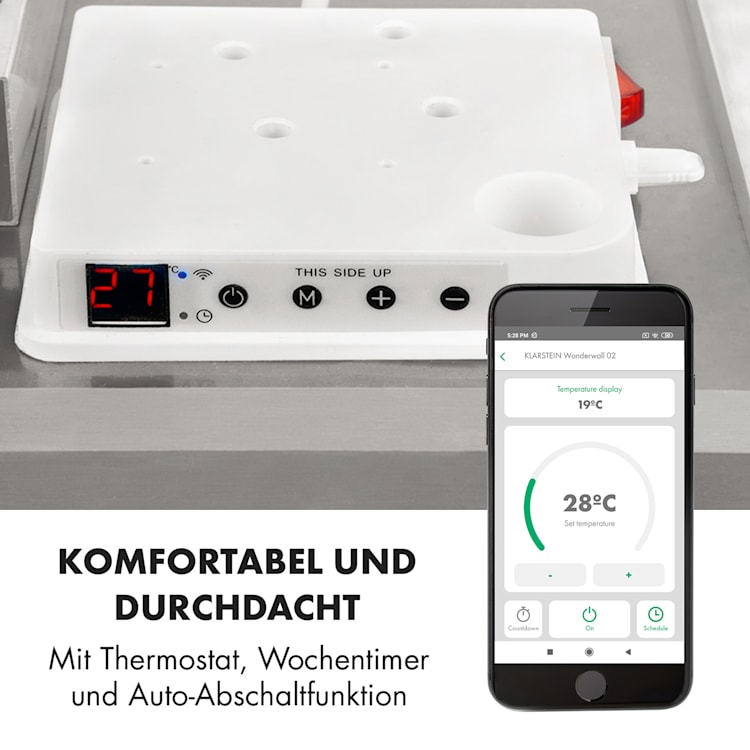 Wonderwall Smart Infrarotheizung 60x100cm App 600W Wochentimer IP24 600 W | Weiß