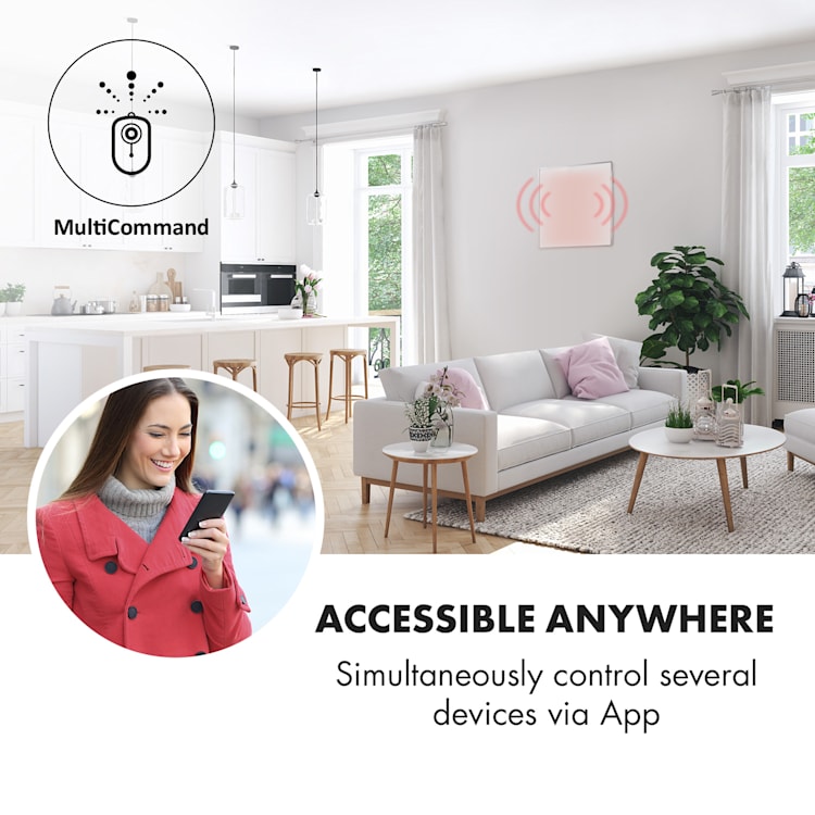 Aquecedor de infravermelhos Wonderwall Smart 60x60cm Controlo por App 360W Temporizador semanal IP24 360 W | Branco