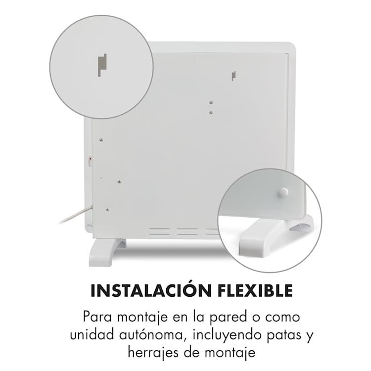 Norderney Convector Termostato Temporizador 1000W 20m² Blanco 1000 W | Blanco