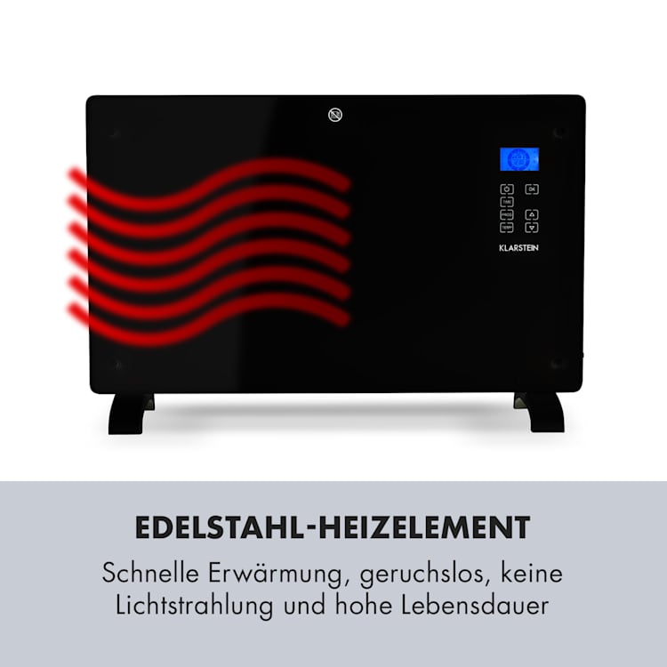 Norderney Konvektions-Heizgerät Thermostat Timer 2000W 30m² schwarz 2000 W | Schwarz