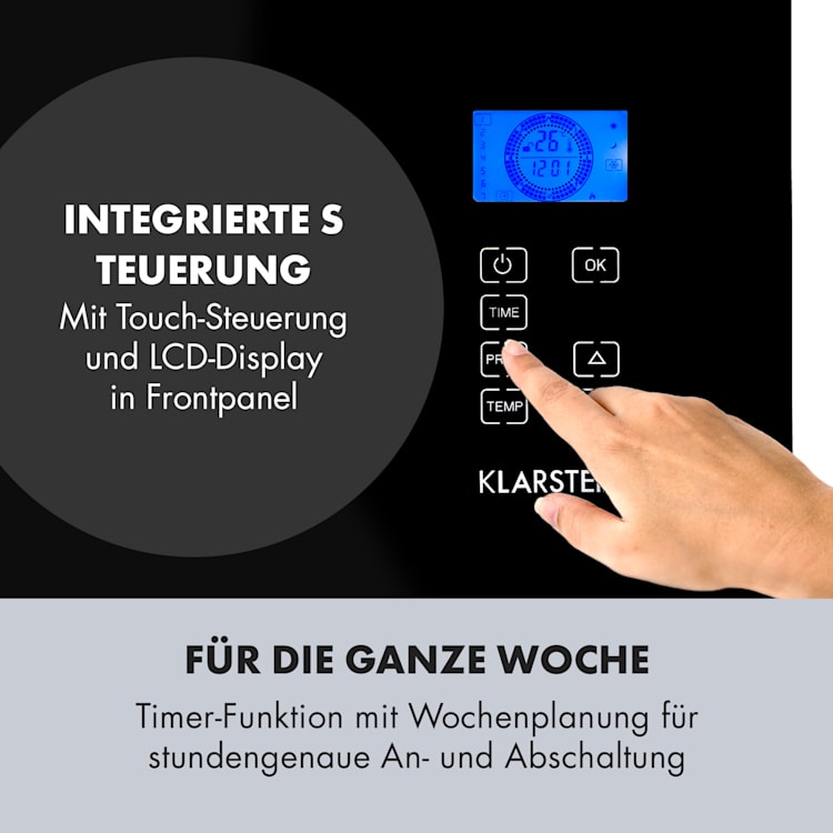 Norderney Konvektions-Heizgerät Thermostat Timer 2000W 30m² schwarz 2000 W | Schwarz