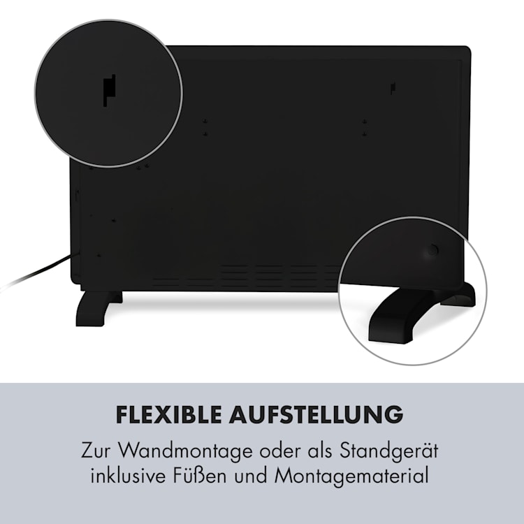 Norderney Konvektions-Heizgerät Thermostat Timer 2000W 30m² schwarz 2000 W | Schwarz