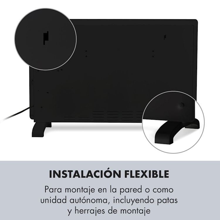 Norderney Convector Termostato Temporizador 2000W 30m² Negro 2000 W | Negro