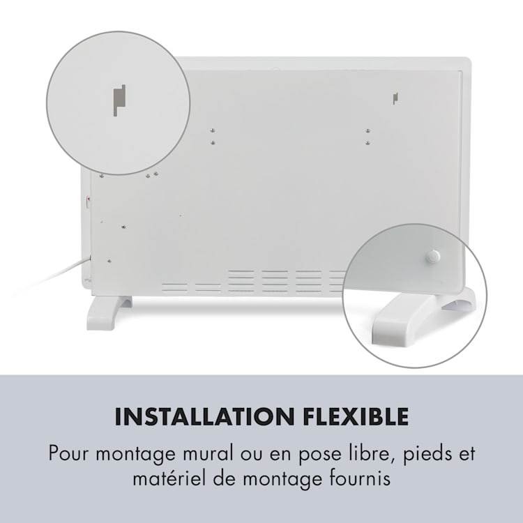 Norderney Chauffage à convection thermostat minuterie 2000W LCD blanc 2000 W | Blanc