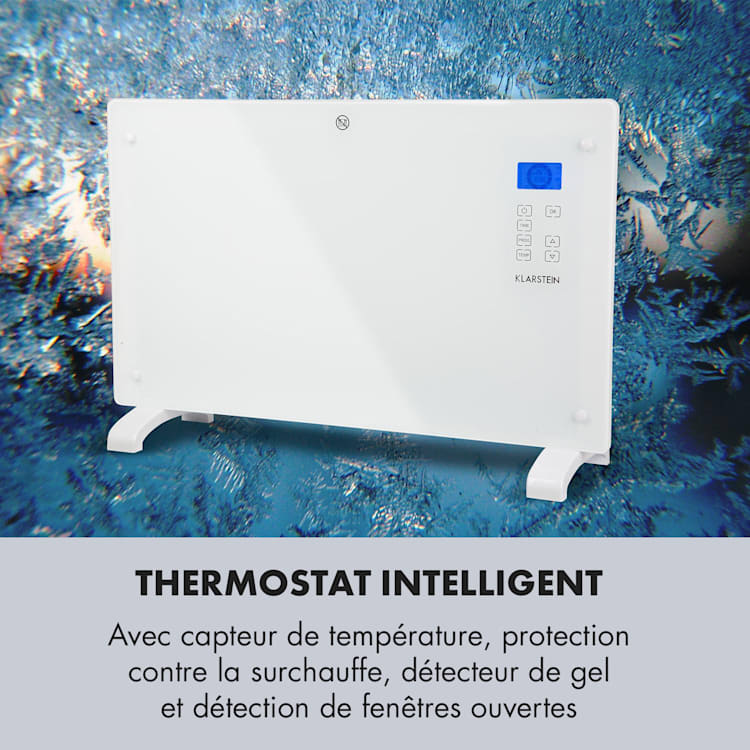 Norderney Chauffage à convection thermostat minuterie 2000W LCD blanc 2000 W | Blanc