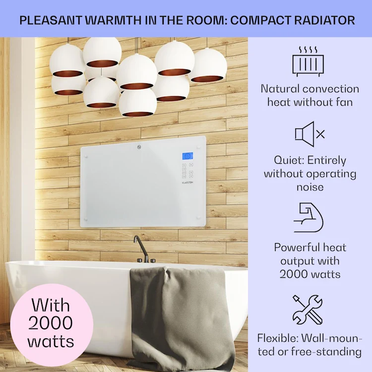 Norderney Convection Heater Thermostat Timer 2000W 30m² White 2000 W | White