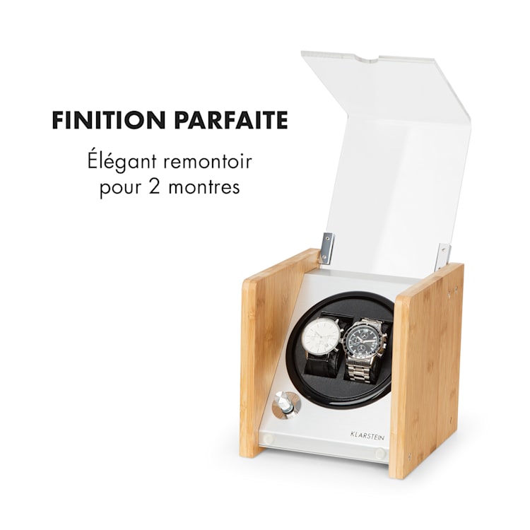 Hanoi 2 horlogeopwinder, twee horloges, 3 snelheden, 4 modi, bamboe 2 horloges