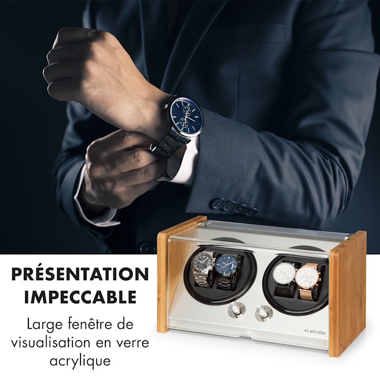 Hanoi 4 horlogeopwinder, vier horloges, 3 snelheden, 4 modi, bamboe 4 horloges