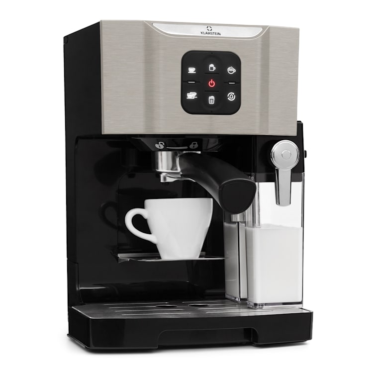 BellaVita Máquina de Café, 1450 W, 20 Bar, Batedor de Leite, 3 em 1, Cinzenta Prata Metalizada