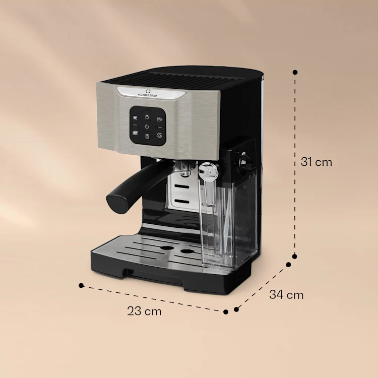 BellaVita Coffee Maker 3-in-1 1450 W 20 Bar Milk Frother Silver Metallic