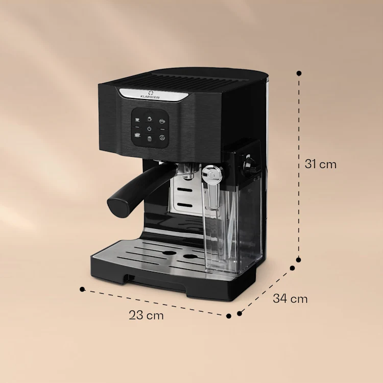 BellaVita Coffee Maker 3-in-1 1450 W 20 Bar Milk Frother Black Metallic